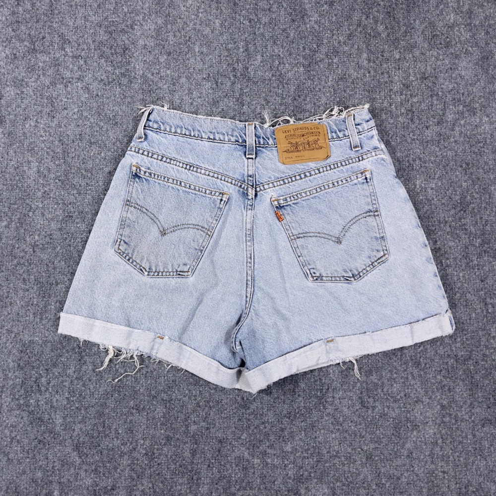 Vintage Levi's 954 Denim Shorts Women 11 Light Blue Orange Tab Cut Off High Rise